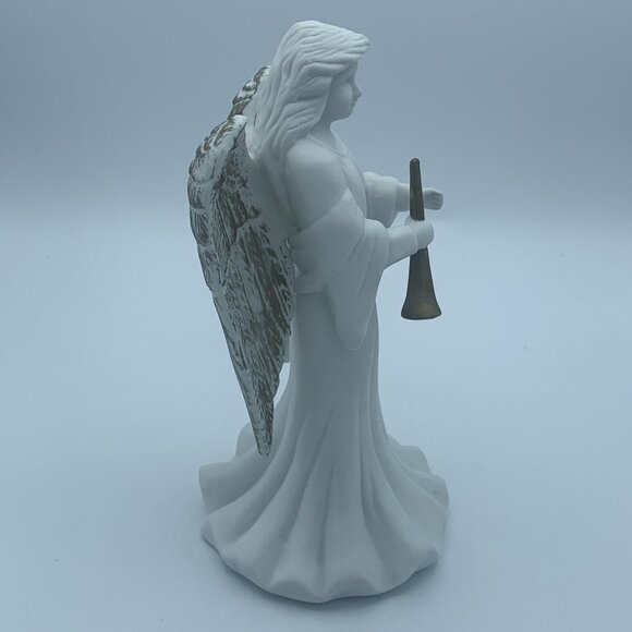 Elegant Ceramic Angel Figurine with Trumpet  8.5 inch – Gold Accents - Christmas - Picture 5 of 7